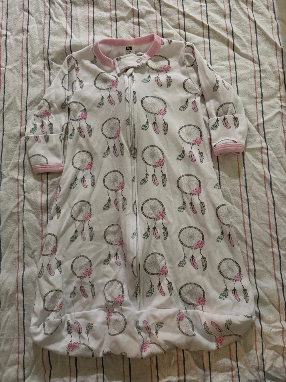 Hudson Baby White Sleep Sack with Pink Dreamcatcher Print